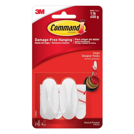 Command 3M Command Small Plastic Designer Hooks 2.125 in. L 2 pk 17082ES